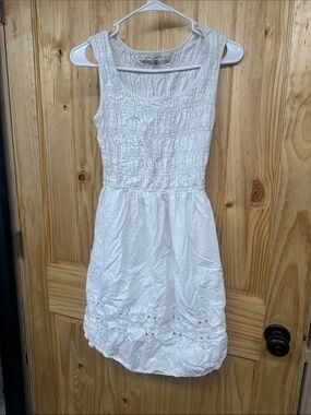 Max Studio White Sleeveless Eyelet Mini Dress